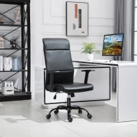 Vinsetto High Back Office Chair, Faux Leather Computer Desk Chair with Adjustable Height, Armrests, Swivel Wheels, Black(m-24)