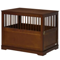 PawHut Gaiola para cães com fecho, base elevada, caixa de transporte, 80,5 cm x 59,5 cm x 67,5 cm, Marrom(m-6)