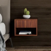 HOMCOM Set 2 Comodini Sospesi con Cassetto e Ripiano Inferiore Aperto, in Legno, 40x34x29 cm, Marrone(m-8)