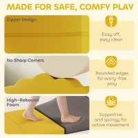 AIYAPLAY 7 Piece Kids Soft Play Set with Detachable Cover, Baby Indoor Climb and Crawl Foam Toy for Toddlers, Yellow(m-5)