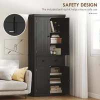 HOMCOM Kitchen Storage Cabinet with Drawer and Adjustable Shelves - Black(m-6)