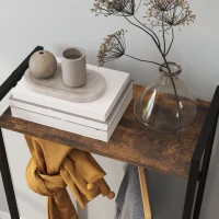 HOMCOM Cuier de Podea cu Bară, 3 Sertare și Rafturi, din Lemn MDF și Oțel, 58,5x30x178 cm, Maro(m-8)
