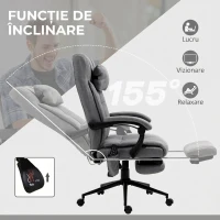 Vinsetto Scaun de Birou Reclinabil și Încălzit cu 6 Puncte de Masaj și 5 Moduri, Gri(m-6)