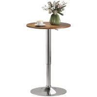 HOMCOM Table de Bar Table Bistro Mange-debout Hauteur réglable 67-93 cm Plateau pivotant 360° marron(m-12)