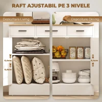 HOMCOM Bufet Modern 2 Sertare și Dulap cu 2 Uși, Raft Interior Reglabil, Alb și Lemn(m-5)