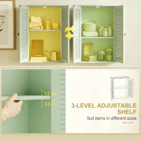 HOMCOM Bathroom Cabinet, Bathroom Wall Cabinet with Louvered Doors and Adjustable Shelf Storage for Kitchen, Light Green(m-5)