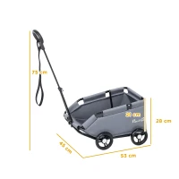 PawHut Carrinho para Cão Carrinho para Cão Pequeno Dobrável a 4 Rodas com Haste de Empurrar Ajustável 53x45x28 cm Cinza(m-3)