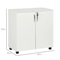 Vinsetto Armário de escritório de 2 níveis, móvel de armazenamento para escritório com 2 portas, fechaduras e chaves, 80x40x80cm, branco(m-3)