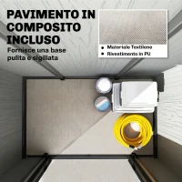 Outsunny Capanno Giardino 160L x 98P x 217A cm, Plastica, Doppie Porte Bloccabili, Grigio(m-5)