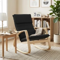 HOMCOM Lounge Chair, Comfortable Relax Rocking Chair with Headrest, 67W x 92D x 89H cm, Black(m-10)