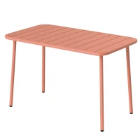 Outsunny Table de Salle à Manger Extérieure 120x70cm pour 4 Personnes, Table de Jardin Rectangulaire avec Plateau à Lattes, Rouge(m-12)