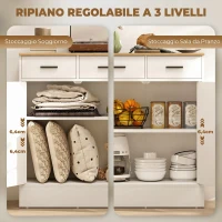 HOMCOM Credenza Moderna 2 Cassetti e Armadietto 2 Ante, Ripiano Interno Regolabile, Bianco e Legno(m-5)