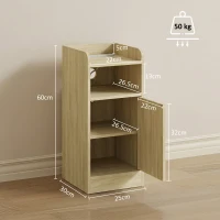 HOMCOM Slim Bedside Table Set of 2 with Charging Station, Narrow Bedside Cabinet with Adjustable Shelf, Oak(m-3)