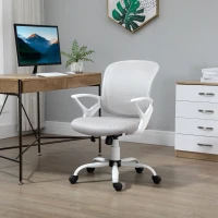 Vinsetto Silla de Oficina Silla de Escritorio de Malla Transpirable Basculante con Altura Ajustable Asiento Giratorio 360° y Soporte Lumbar 61x61x89-99 cm Gris(m-10)