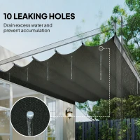 Outsunny Retractable Pergola Cover, 3.5 x 2.6 m Replacement Canopy Fabric for 4 x 3 m Frame, Roof Top Only, Light Grey(m-6)
