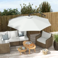Outsunny Telo per Ombrellone da Ø295 cm in Poliestere Bianco Resistente all'Acqua con Presa d'Aria Superiore(m-2)
