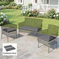 Outsunny Outdoor Seat Cushion Pads for Rattan Furniture, 3 PCs Garden Furniture Cushions, Dark Grey(m-8)