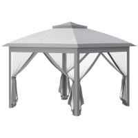 Outsunny Pavilion de Exterior Pliabil Reglabil pe Înălțime, cu Plase pentru Țânțari, 3.3x3.3x2.8 m, Gri