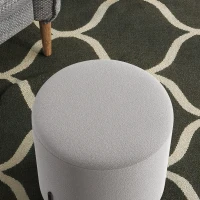 HOMCOM Pufe Otomano Banco Apoio para os Pés em Veludo com Pés em Aço para Sala Quarto Ø35x38 cm Cinza Claro(m-5)