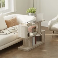 HOMCOM Măsuță de Cafea Modernă în Formă de S cu 3 Rafturi pentru Living și Salon, 90x30x61 cm, Lemn(m-10)