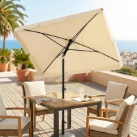 Outsunny Ombrellone da Giardino Rettangolare e Regolabile con Palo in Alluminio, 2x1.3x2.5 m, Beige(m-9)
