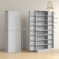 HOMCOM Dulap pentru provizii cu 4 uși și rafturi, rafturi reglabile pentru living și dining, gri(m-3)