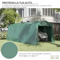 Outsunny Tendone da Giardino per Auto con Ingresso a Cerniera e Picchetti, 600x255-310x255cm, Verde(m-7)