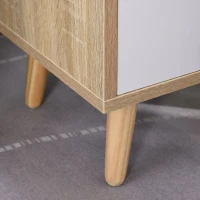 HOMCOM Noptiera Economie Spatiu Mobilier cu Sertar si Raft in Lemn 37x30x48cm - Stejar / alb(m-13)