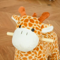 HOMCOM Schaukeltier Giraffen mit Sound Effekt, Räder, Haltegriffen Plüsch Baby Schaukelspielzeug Schaukel Schaukelsitz für Kleinkinder 3-6 Monate(m-9)