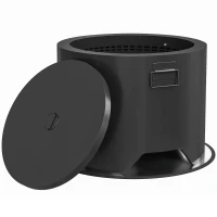 Outsunny Outdoor Round Fire Pit with Lid and Fire Poker - Black(m-1)