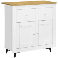 HOMCOM Aparador Compacto de Cocina Buffet Auxiliar de Comedor con Puertas y Cajones para Salón Entrada 78x35x80 cm Blanco(m-11)
