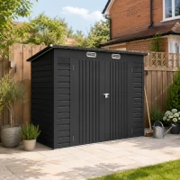 Outsunny 3.7 x 7.9ft Galvanised Steel Shed with Latched Door and Padlock Garden Storage Shed - Grey(m-2)