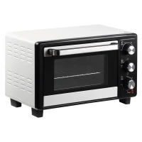 HOMCOM Fornetto Elettrico 16L Temperatura Regolabile e Timer, 3 Metodi di Cottura e Accessori, 1400W, Bianco(m-1)