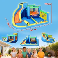 AIYAPLAY Castillo Hinchable Acuático 8 en 1 con Soplador 550W Tobogán Trampolín Escalada Piscinas Canasta Lanzamiento de Aros(m-3)