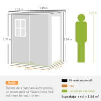 Outsunny Căsuță de Grădină cu Fereastră și Ușă Dublă, din PP și Aluminiu, 122x149x192 cm, Gri(m-3)