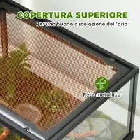PawHut Rettilario Rialzato con Doppia Serratura e Pareti in Vetro, 60x45x32 cm, Nero(m-5)