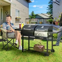 Outsunny Dual Fuel BBQ Grill - Black(m-11)