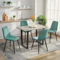 HOMCOM Lot de 4 chaises de salle à manger rembourrées avec dossier haut, pieds en acier et tissu effet velours, vert(m-6)