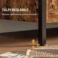 HOMCOM Ladă de depozitare din lemn de 95L, stil industrial, cu capac și balama de siguranță, 80x40x49cm, maro(m-6)