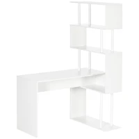 HOMCOM Gaming-Tisch mit 4 Regalen, Eckschreibtisch, Computertisch, L-Förmig, 120 cm x 80 cm x 176 cm, Weiß(m-1)