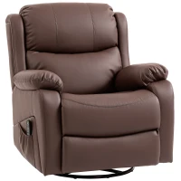 HOMCOM Poltrona Relax Reclinabile con 8 Punti Massaggianti, Riscaldanti e Poggiapiedi, 87x97X100 cm, Marrone(m-1)