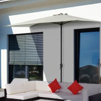 Outsunny Ombrellone da Parete Mezzaluna Salvaspazio con Apertura a Manovella, Beige(m-10)