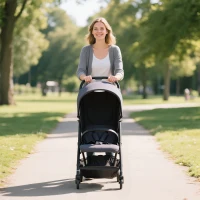 AIYAPLAY Carrito para Bebé Plegable con Respaldo Reclinable Reposapiés Ajustable Capota Cesta Arnés Carga 15 kg Gris Oscuro(m-8)