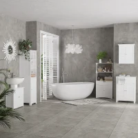 HOMCOM Badezimmerschrank Badschrank Toilettenschrank, 40 cm x 38 cm x 160 cm, Weiß(m-9)