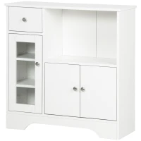 HOMCOM Credenza Buffet con Vano Aperto, Cassetto, 3 Ripiani e Armadietto a 2 Ante, in Legno, 80x30x82 cm, Bianco(m-11)