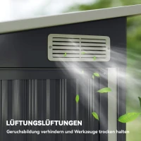 Outsunny Metall Gerätehaus 2,68 m², abschließbar Geräteschuppen mit 3 Türen Lüftung Pultdach Handschuhen(m-7)