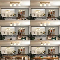 HOMCOM Candelabru de Tavan cu 3 Puncte de Lumină Reglabile la 90° și Dulii E27, Culoare Lemn(m-6)