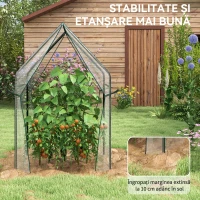 Outsunny Mini Seră de Grădină cu 2 Uși Rulabile și Acoperire din PE 90x90x145cm, Transparentă(m-7)