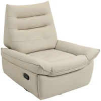 HOMCOM Poltrona Relax Reclinabile Manualmente con Poggiapiedi e Base Girevole Senza Braccioli, Crema(m-1)