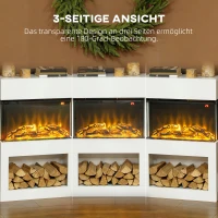 HOMCOM Elektrischer Kamin, 2 Heizstufen, 6 Flammenfarben, Thermostat, Fernbedienung, Weiß(m-5)